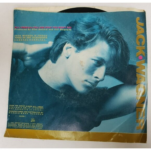 Record 45 RPM Vinyl Jack Wagner- All I Need/ Tell Him (That You Won't Go) - Picture 2 of 6